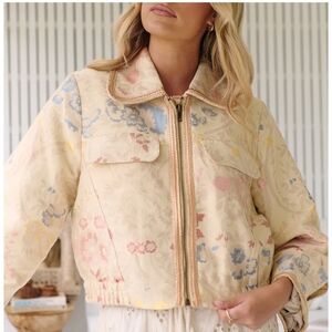 Free People Margot Jacquard Floral Crop Jacket